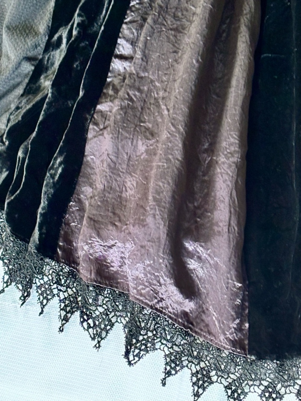 Double D Ranch Skirt X-Large Velvet Patchwork Lace Circle Boho Whimsigoth - Picture 4 of 8